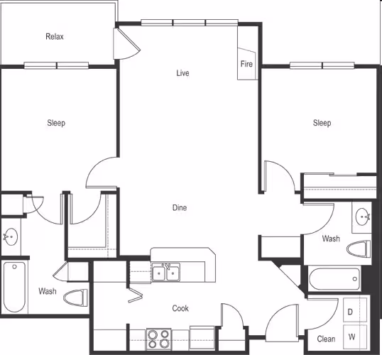 2x2 A - Premium B205 floor plan